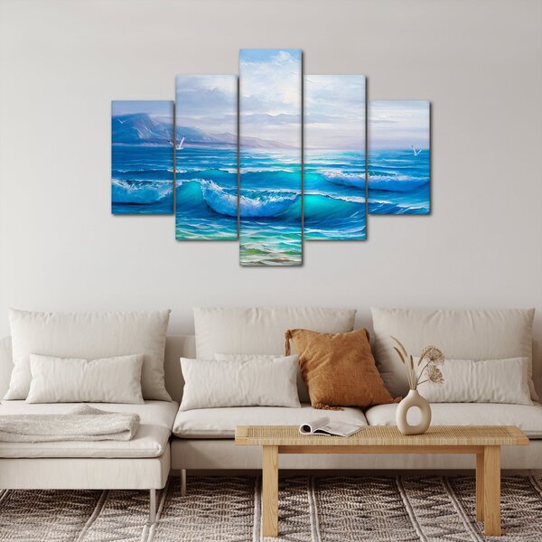 Slika - Ulje na platnu mora s galebovima (150x105 cm)