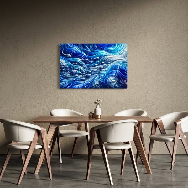 Slika – Ribe u valovima (90x60 cm)