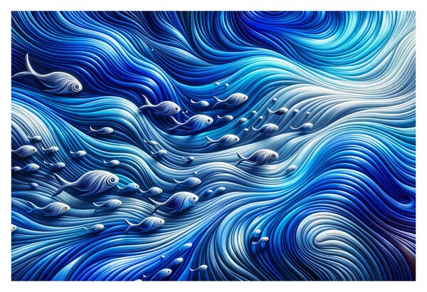 Slika – Ribe u valovima (90x60 cm)