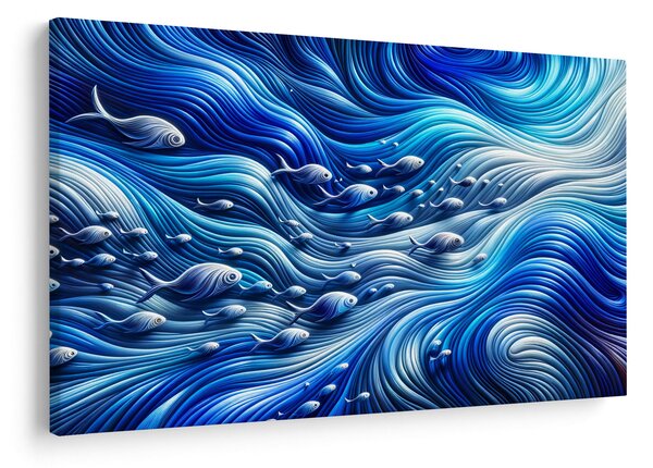 Slika – Ribe u valovima (90x60 cm)