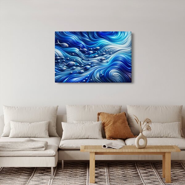 Slika – Ribe u valovima (90x60 cm)