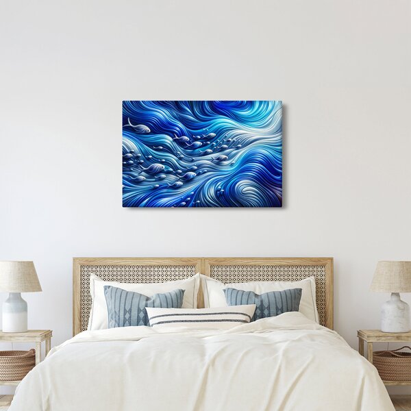 Slika – Ribe u valovima (90x60 cm)
