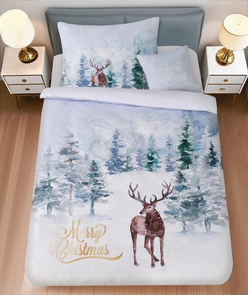 Posteljina od mikrosatena DEER SEASON bijela + navlaka za jastučnicu 45 x 45 cm besplatno Dimenzije posteljine: 70 x 90 cm | 140 x 200 cm