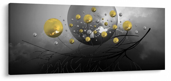 Slika zlatnih apstraktnih kugli (120x50 cm)