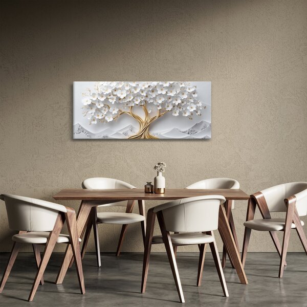 Slika – 3D elegantno drvo života puno cvijeća (120x50 cm)