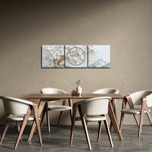 Slika – 3D elegantno drvo života (sa satom) (90x30 cm)