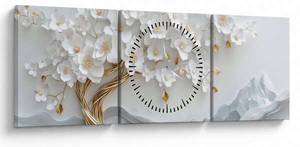 Slika – 3D elegantno drvo života (sa satom) (90x30 cm)