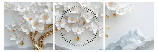 Slika – 3D elegantno drvo života (sa satom) (90x30 cm)