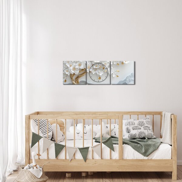Slika – 3D elegantno drvo života (sa satom) (90x30 cm)