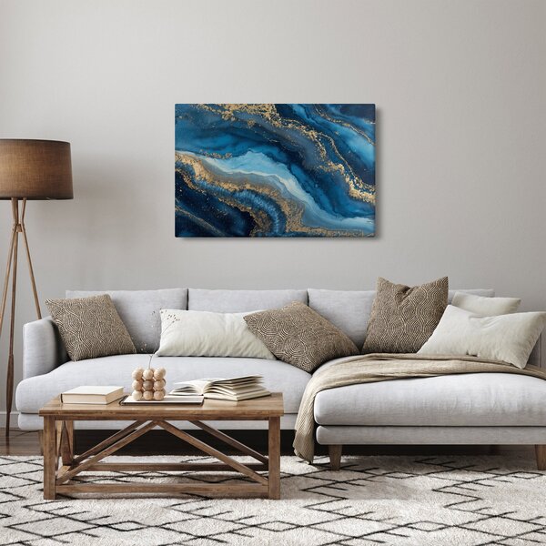 Slika - Plava mramorna apstrakcija (90x60 cm)