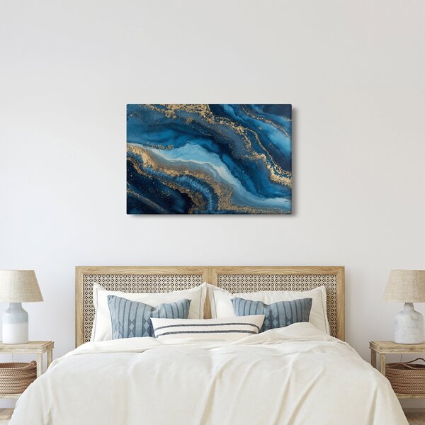 Slika - Plava mramorna apstrakcija (90x60 cm)