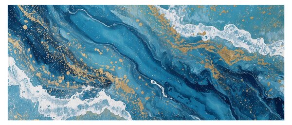 Slika - Svijetloplavi mramor sa zlatom II. (120x50 cm)