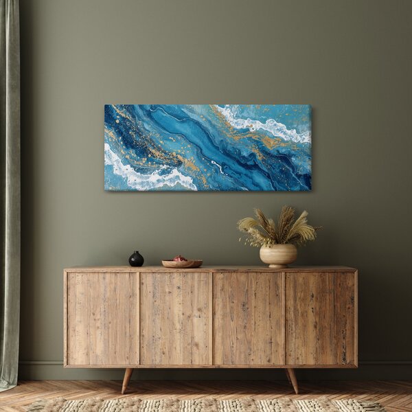 Slika - Svijetloplavi mramor sa zlatom II. (120x50 cm)