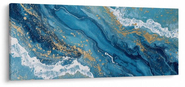 Slika - Svijetloplavi mramor sa zlatom II. (120x50 cm)