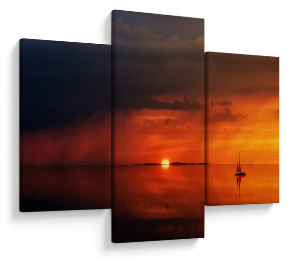 Slika zalaska sunca s jedrilicom (90x60 cm)