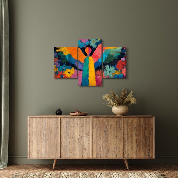 Slika - Apstraktni anđeo s cvijećem (90x60 cm)