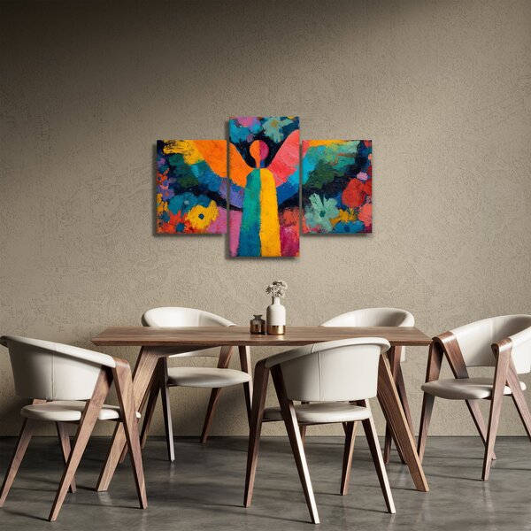 Slika - Apstraktni anđeo s cvijećem (90x60 cm)