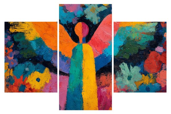 Slika - Apstraktni anđeo s cvijećem (90x60 cm)