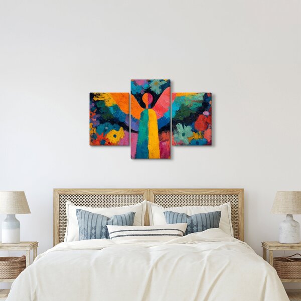 Slika - Apstraktni anđeo s cvijećem (90x60 cm)