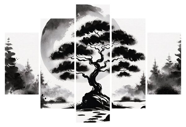 Slika – Crno-bijeli bonsai (150x105 cm)