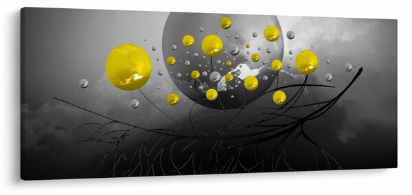 Slika - žute apstraktne kugle (120x50 cm)