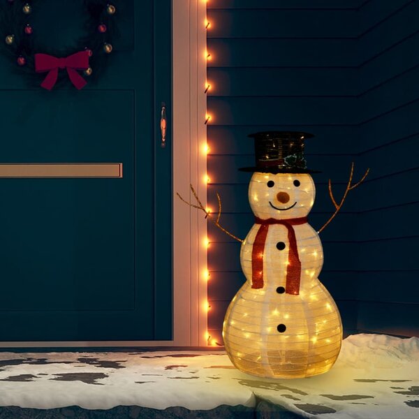 VidaXL Ukrasna božićna figura snjegovića LED luksuzna tkanina 90 cm