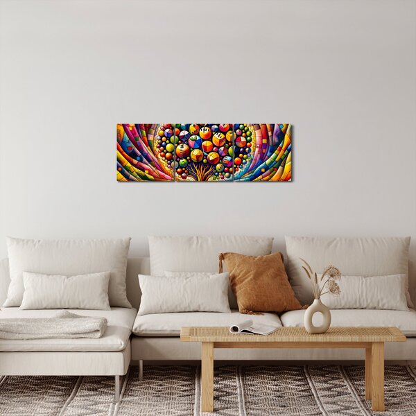 Slika – Šareno drvo s jabukama (sa satom) (90x30 cm)