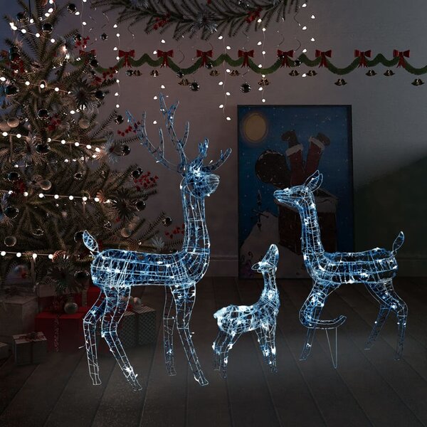 VidaXL Akrilna ukrasna božićna obitelj sobova 300 LED hladna bijela