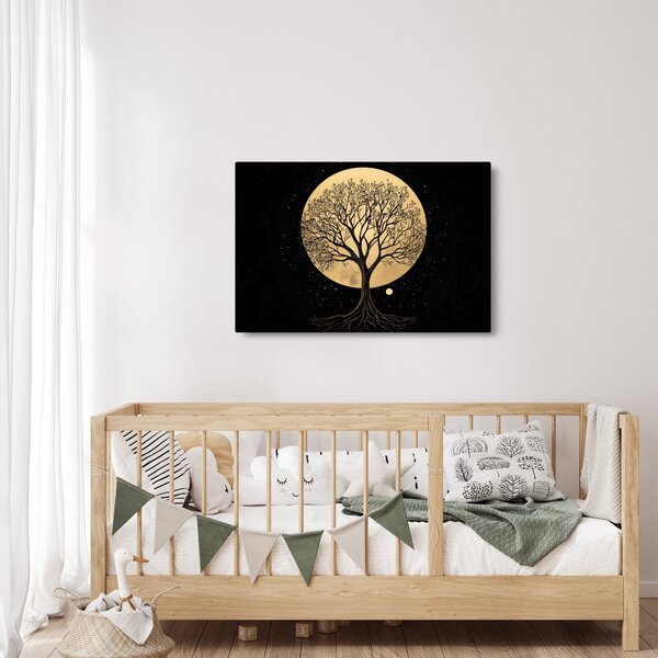 Slika – Drvo u zlatnom punom mjesecu I. (90x60 cm)