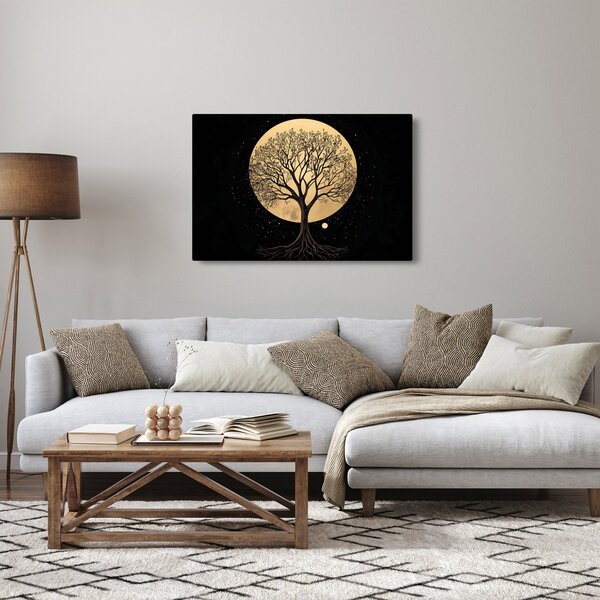 Slika – Drvo u zlatnom punom mjesecu I. (90x60 cm)