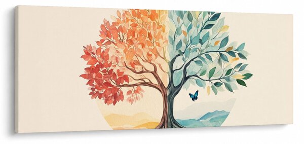 Slika – Dvostruko drvo s leptirima (120x50 cm)
