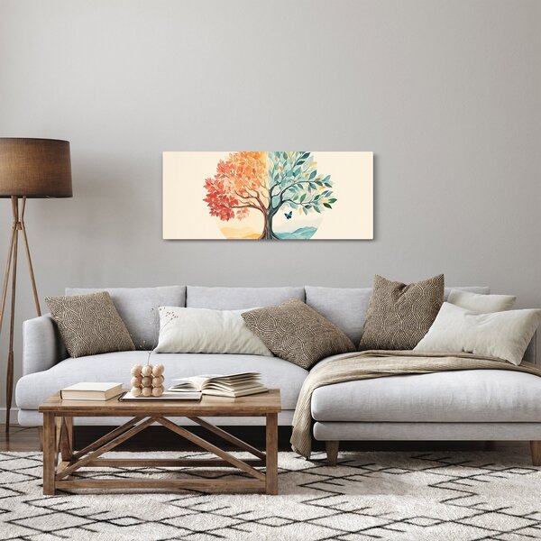 Slika – Dvostruko drvo s leptirima (120x50 cm)