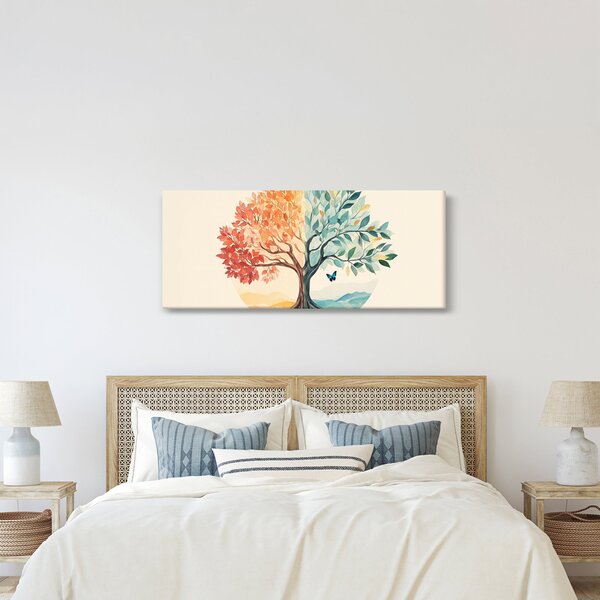 Slika – Dvostruko drvo s leptirima (120x50 cm)