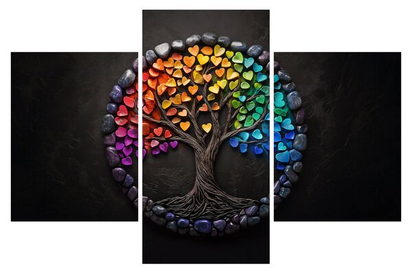 Slika – Drvo puno šarenih srca (90x60 cm)