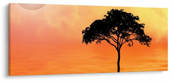 Slika drveta pri zalasku sunca (120x50 cm)