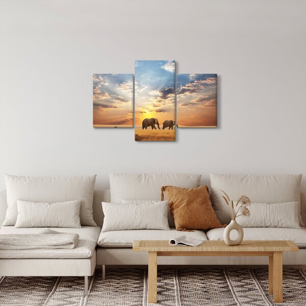Slika - Slonovi lutaju savanom (90x60 cm)