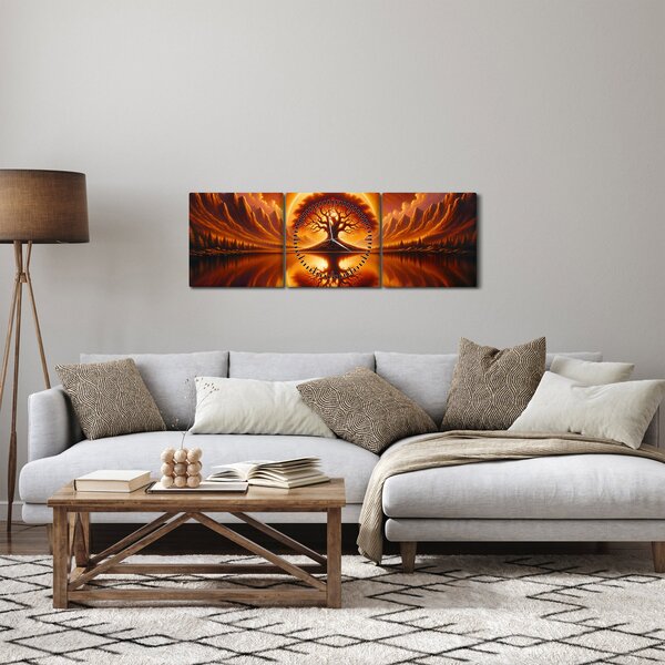 Slika – Drvo u krvavom suncu (sa satom) (90x30 cm)