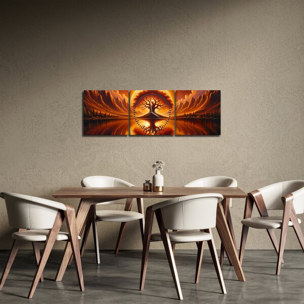Slika – Drvo u krvavom suncu (sa satom) (90x30 cm)