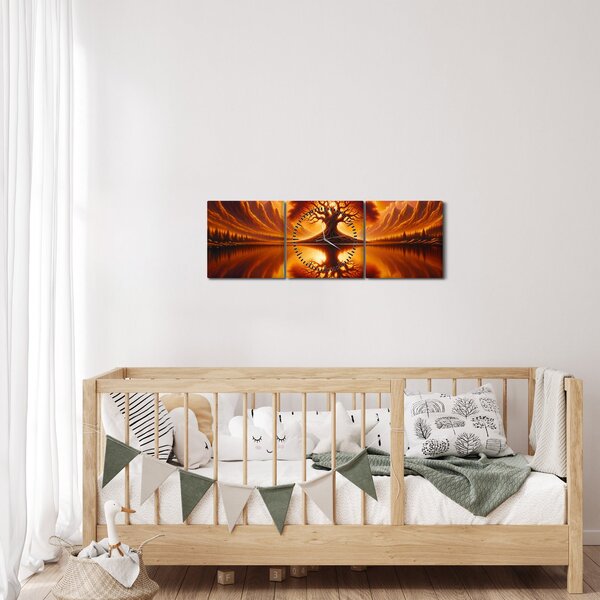 Slika – Drvo u krvavom suncu (sa satom) (90x30 cm)