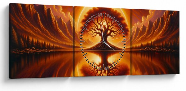 Slika – Drvo u krvavom suncu (sa satom) (90x30 cm)