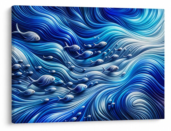 Slika – Ribe u valovima (70x50 cm)