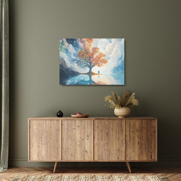 Staklena slika – Drvo života i ljubavi (70x50 cm)