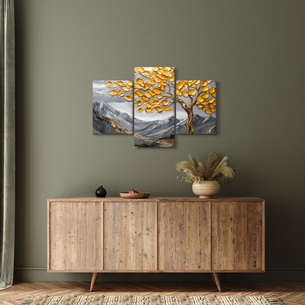 Slika – Drvo sa zlatnim lišćem (90x60 cm)
