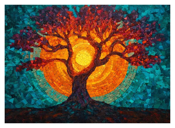 Slika - Stablo života i sunce u mozaiku (70x50 cm)