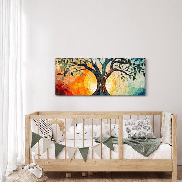 Slika – Mozaik – sunce i drvo I. (120x50 cm)