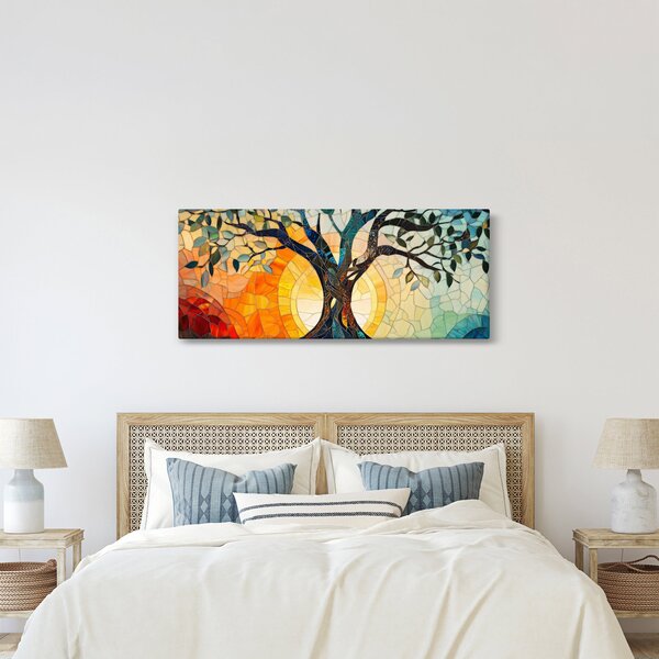 Slika – Mozaik – sunce i drvo I. (120x50 cm)