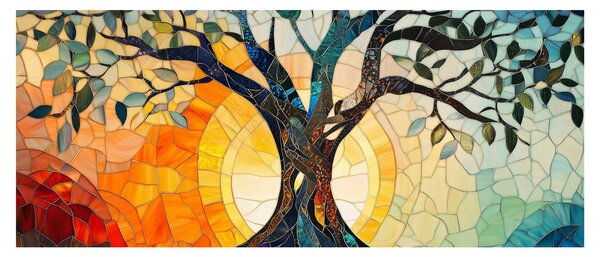 Slika – Mozaik – sunce i drvo I. (120x50 cm)