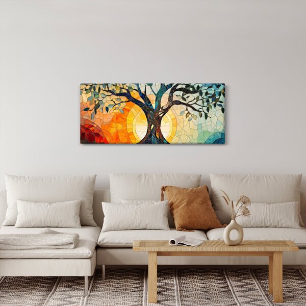 Slika – Mozaik – sunce i drvo I. (120x50 cm)