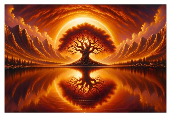 Slika – Drvo u krvavom suncu (90x60 cm)