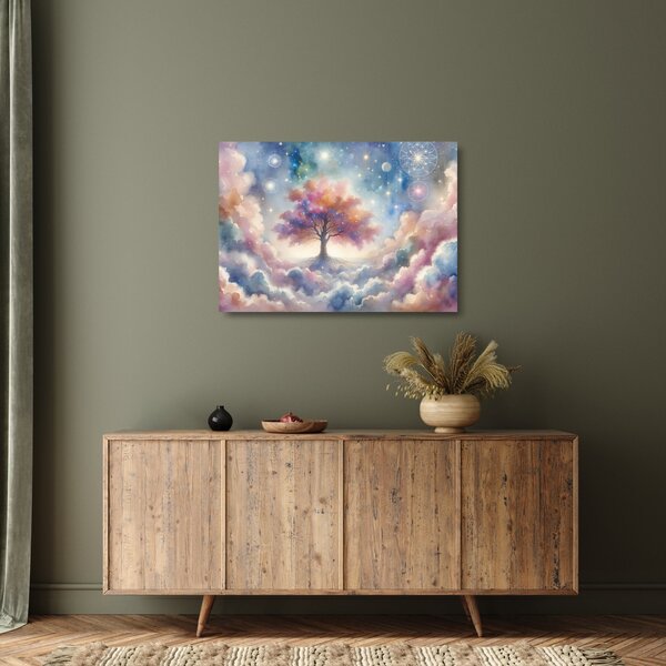 Staklena slika – Drvo života u oblacima (70x50 cm)